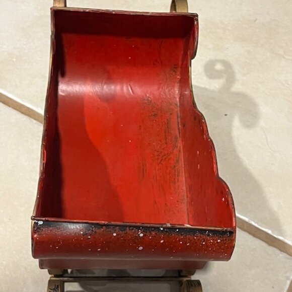 Metal Christmas Santa Sleigh Hand Painted Red Holiday Decor Snowmen Tree 8.5"x4" - Picture 8 of 12